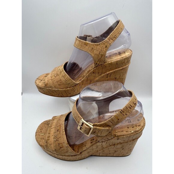 Korks Bardot II Women's Platform Comfort Wedge Natural Cork Tan Sandals Size 8 - Picture 4 of 8